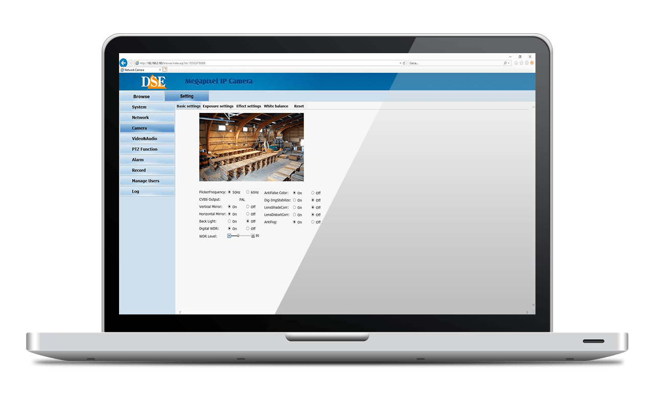 IP camera control via browser